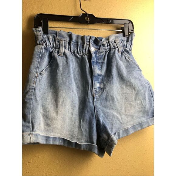NO BOUNDARIES Paper Bag Waist Jean Shorts Size M (7-9) - Picture 2 of 9